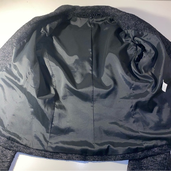 THEORY Black Wool Blend Blazer Women’s Size 4 Classic One Button Style - Picture 11 of 12